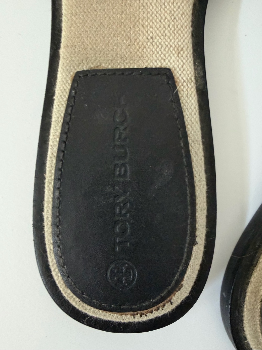 Tory Burch 10mm Ines Embellished Linen Slides in Neutral, Size 7 - Picture 7 of 9